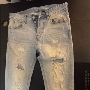 Men Blue Ripped Skinny Jeans